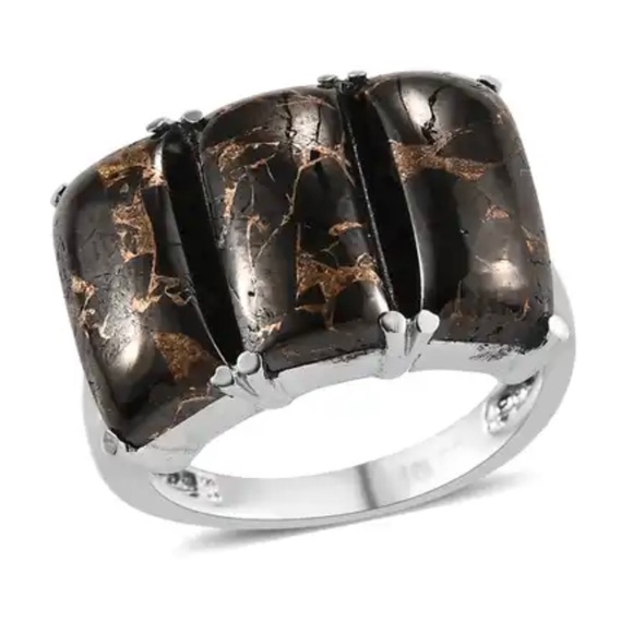 Matrix Shungite Ring in Stainless Steel - Picture 1 of 8